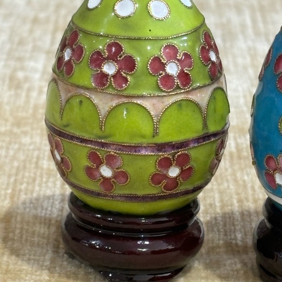 Two vintage Cloisonné enameled eggs - Picture 3 of 6